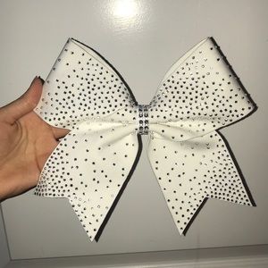 White cheer bow with diamonds